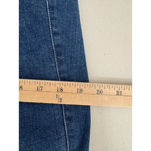 Express Slim Flare Super High Rise Jeans blue 90s preppy sz L - Picture 7 of 9